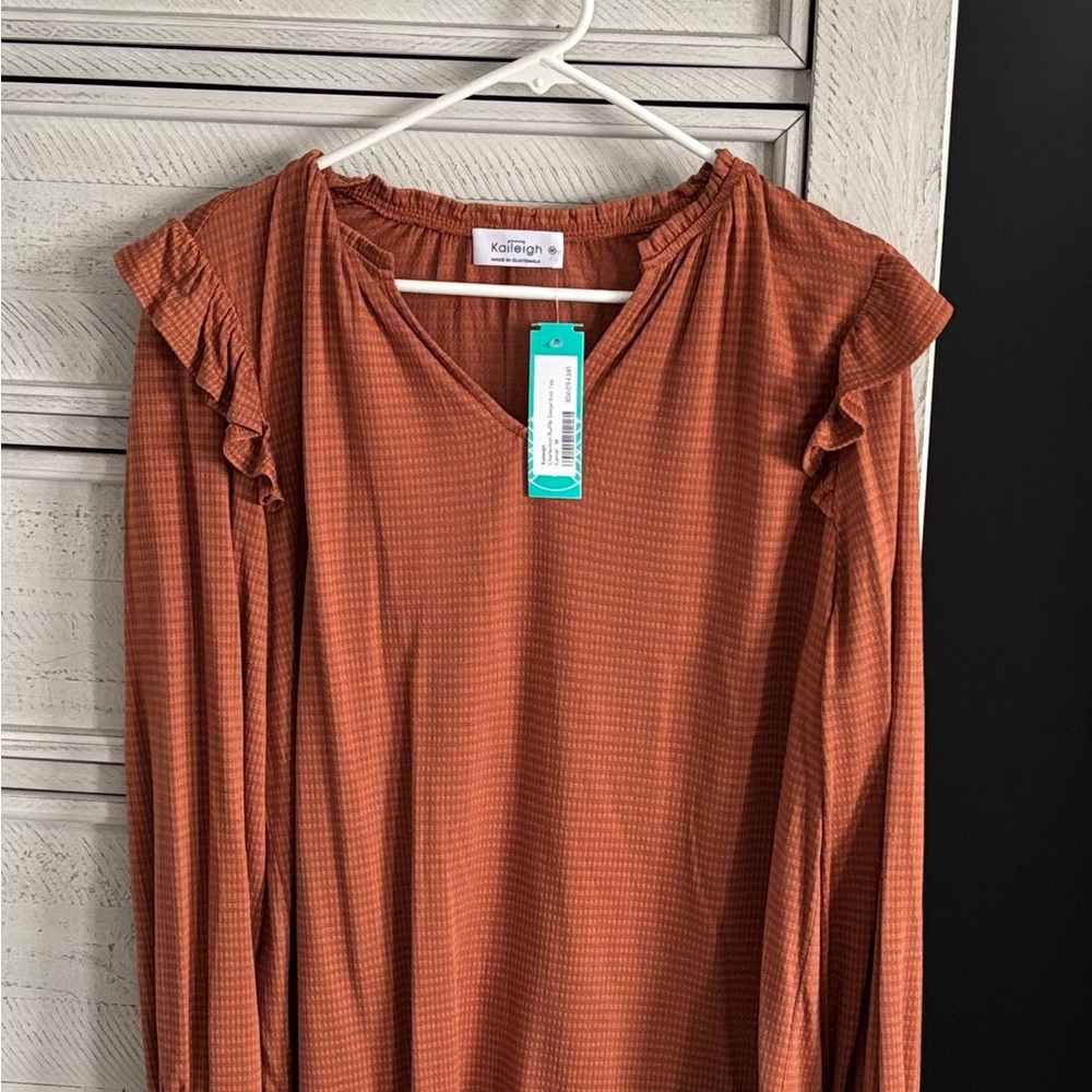 Kaileigh Women's Rust Ruffle Shirt
